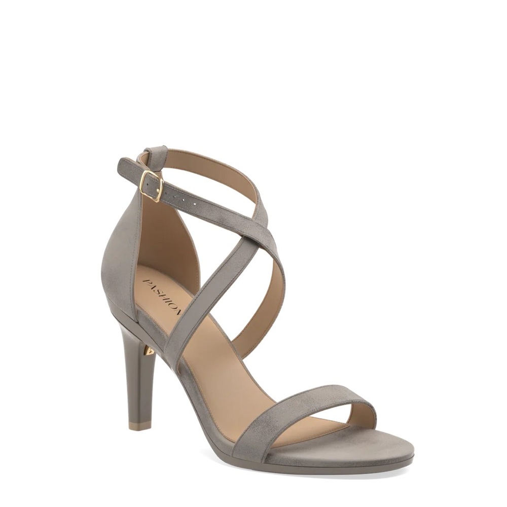 Pashion Footwear Strappy Gray Convertible Heels